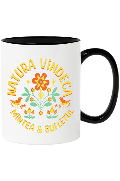 StoryGift Romania Cana cu Floare Colorate Pasari Text Natura Vindeca Mintea &...