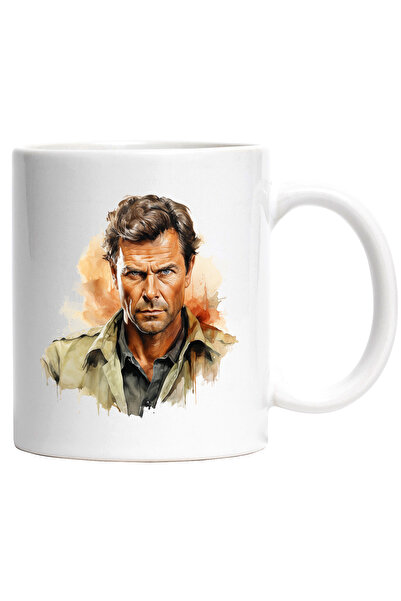 StoryGift Romania Cana Cu Clint Eastwood, Actor Celebru, Filme, Hollywood, Multicolor 330 ml, Cera, Cu Maner Alb