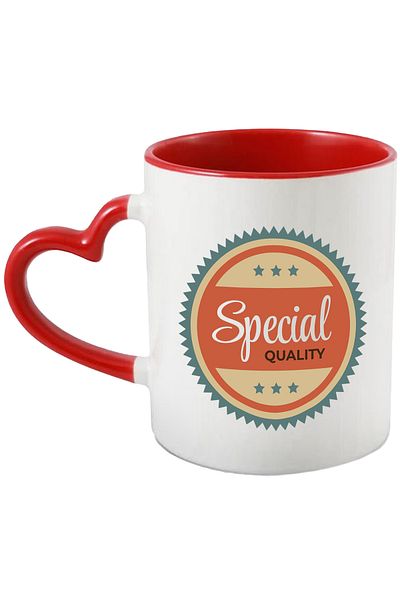 StoryGift Romania Cana Cu Mesaj In Engleza Special Quality, Stele, Tepi, Insigna, Multicolor 330 m, Cu Maner Inim STG
