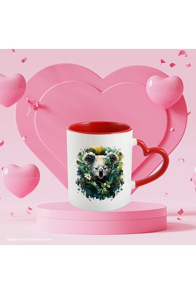 StoryGift Romania Mug With Koala Bear, Leaves, Flowers, Vegetation, Exotic, Multicolor 330 ml, Ceramic, With ,STG.