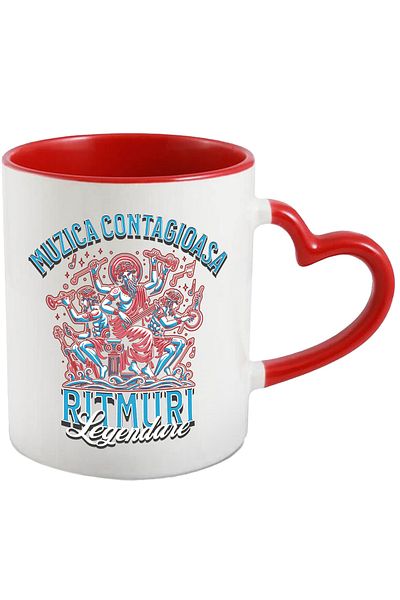 StoryGift Romania Mug Contagious Music. Legendary Rhythms Classic Band, 330ml, Ceramic with Handle, With Heart Handle STG