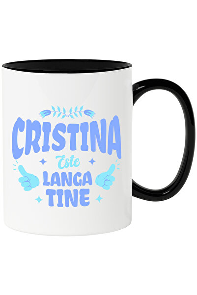 StoryGift Romania Cana cu Maini Semn OK Flori Colorate Text Cristina Este Lan...