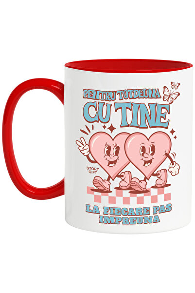 StoryGift Romania Cana Inimi fericite cuplu la fiecare pas impreuna, 330ml, C...