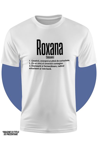 StoryGift Romania Tricou Copii Fete Cu Numele Roxana, si Mesaj Motivational, Creativa, Desteapta, Curioasa,