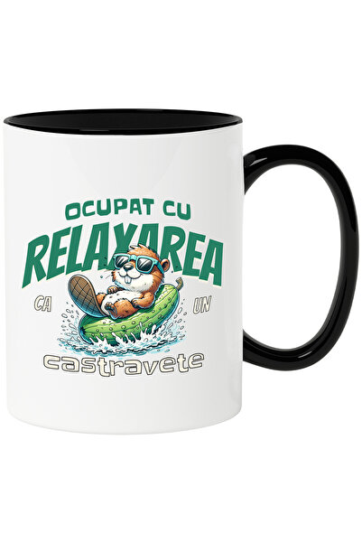 StoryGift Romania Cana ocupat cu relaxarea ca un castravete, 330ml, Ceramica ...