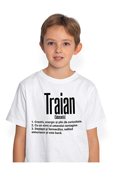 StoryGift Romania Tricou Copii Baieti Cu Numele Traian, Cu Mesaj Motivational...
