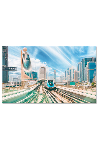 StoryGift Romania Tablou Canvas Monorail Printre Zgarietori De Sticla Urban, ...