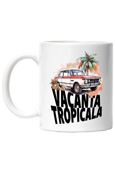 StoryGift Romania Cana Cu Mesaj Vacanta Tropicala, Palmier, Masina, Bagaje, M...
