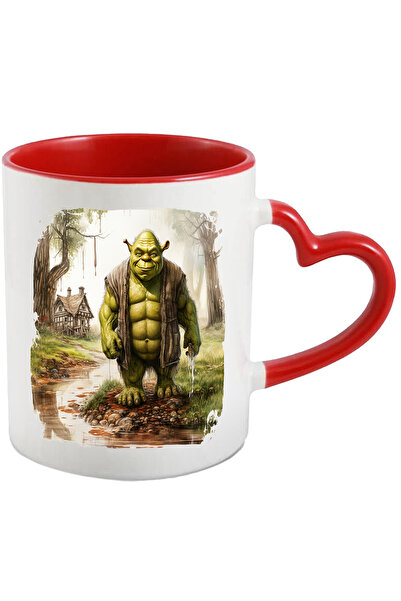 StoryGift Romania Cana Cu Shrek, Capcaun, Mlastina, Personaj, Iubitori De Desene Animate, Multicol, Cu Maner Inim STG