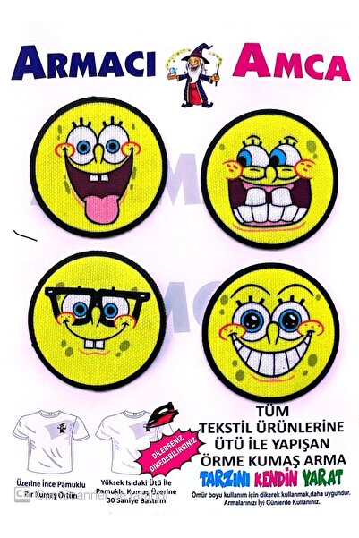 Armacı Amca Ütü İle Yapışan Örme Kumaş Arma Yırtık Kapatıcı Yama Patch Emoji ler