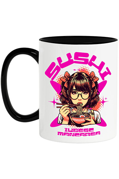 StoryGift Romania Cana cu Fata Stil Anime Cu Fundite Si Ochelari De Vedere Ma...