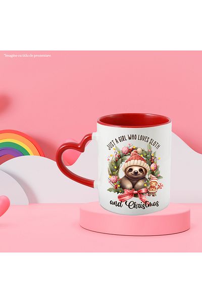StoryGift Romania Sloth mug with the message "Just a girl who loves sloth and Christm, With ,STG