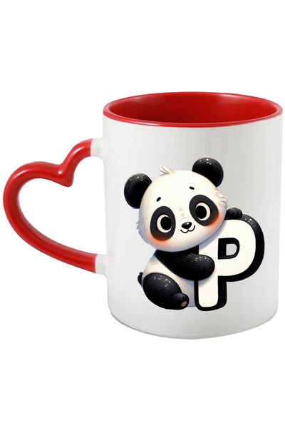 StoryGift Romania Cana cu ursulet panda cu litera "P", ilustratie, pentru cop...