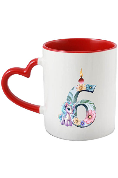 StoryGift Romania Cana cu cifra 6, unicorn, ilustratie, pentru copii, florice...