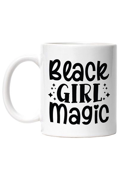 StoryGift Romania Cana pentru o fata de culoare cu textul "Black girl magic" - magia fetei de culo, Cu Maner Alb STG