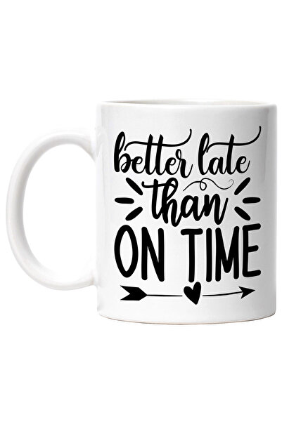 StoryGift Romania Cana cu inimioara si textul "Better late than on time" - ma...