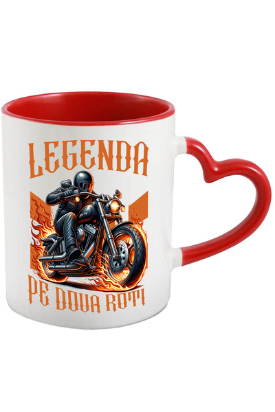 StoryGift Romania Cana legenda pe doua roti motociclisit flacari , 330ml, Cer...