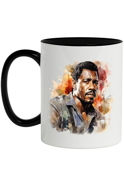 StoryGift Romania Mug With Idris Elba, Actor, Celebrity, Movie, Hollywood, Multicolor 330 ml, Wax, With Black Handle