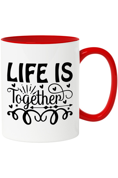 StoryGift Romania Cana cu inimioare si textul "Life is together" - viata e "i...