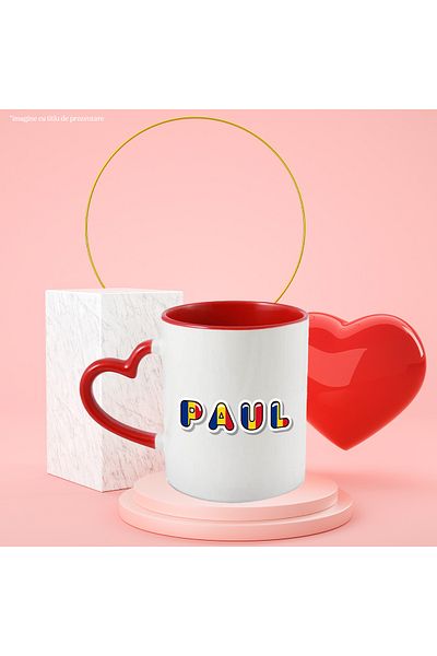 StoryGift Romania Mug With Name Paul, Romania, Supporter, Romanian Flag, Patriot, 330ml, Ceramics, With, STG.