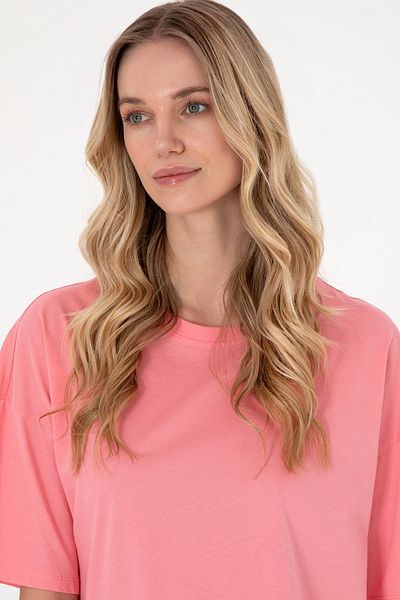 U.S. Polo Assn. Women's Pink Oversize Crew Neck T-Shirt 50305775 -Vr041