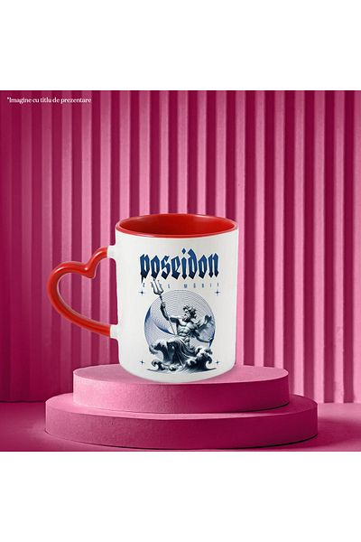 StoryGift Romania Mug Poseidon God of the Sea Deep Water Man with Spear, 330ml, Ceramic with Handle I, With, STG.