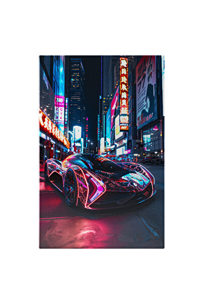 StoryGift Romania Tablou Canvas: Mașină Luxoasă Cu Leduri Colorate În Centrul...