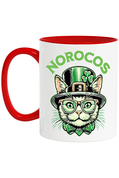 StoryGift Romania Cana Pisica cu palarie inalta si trifoi Text norocos, 330ml...