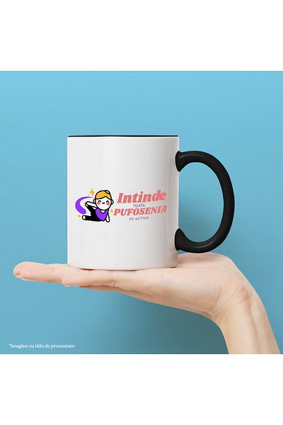 StoryGift Romania Mug Girl doing yoga funny text stretches All the fluffiness sports, 330ml, Ceramic, With, STG.