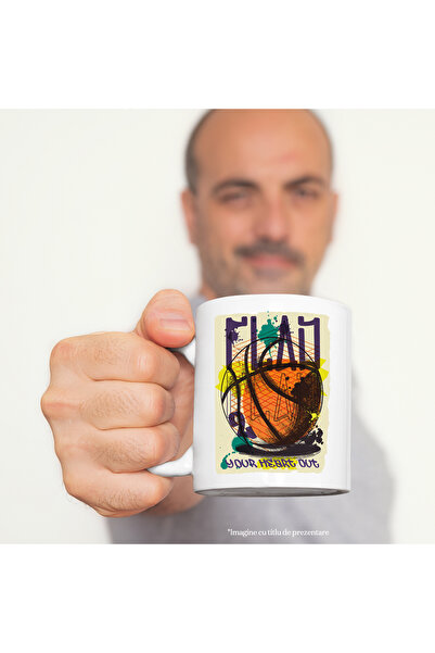 StoryGift Romania Cana Cu Mesaj In Engleza Play Your Heart Out, Baskeball, Minge, Sport, Multicolo, Cu ,stg