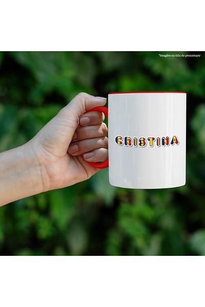 StoryGift Romania Mug With Name Cristina, Romania, Supporter, Romanian Flag, Patriot, 330ml, Ce, Cu, STG.