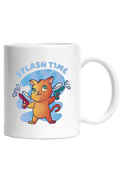 StoryGift Romania Cana Cu Mesaj In Engleza Splash Time, Pisica, Pistol Cu Apa...