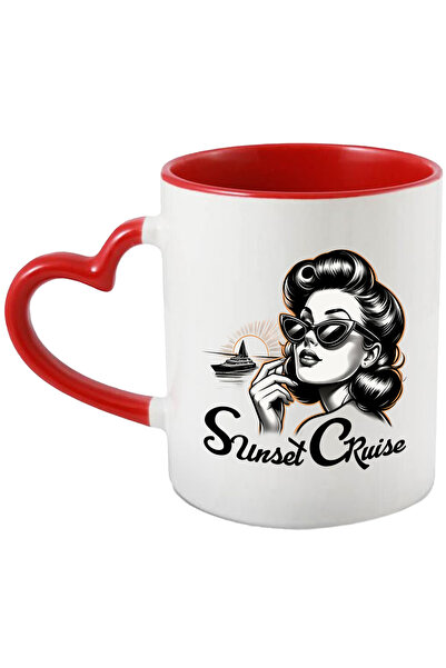 StoryGift Romania Cana cu mesajul "Sunset cruise", ilustratie, stil retro, ve...