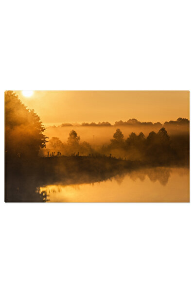 StoryGift Romania Tablou Canvas Rasrit Peste Un Lac Inepenit In Toamna, Toamn...