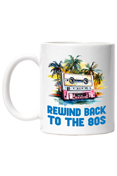StoryGift Romania Cana cu mesajul "Rewind back to the 80s", ilustratie, stil ...