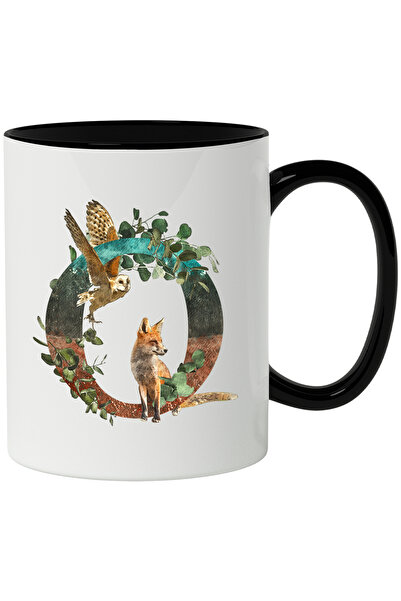 StoryGift Romania Cana Cu Litera, O, Vulpe, Bufnita, Multicolor 330 ml, Ceram...