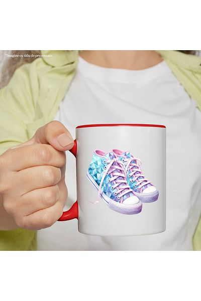 StoryGift Romania Mug with some tennis shoes | illustration | polygonal art | illustration | for sports, With