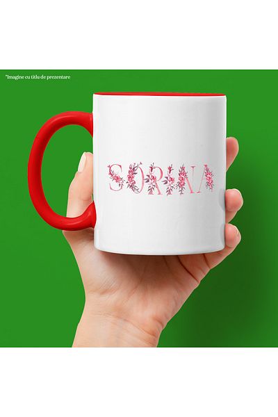 StoryGift Romania Mug With Name Sorina, Floral, Colorful, Creative, Beautiful, Unique, 330ml, Ceramic, With,STG