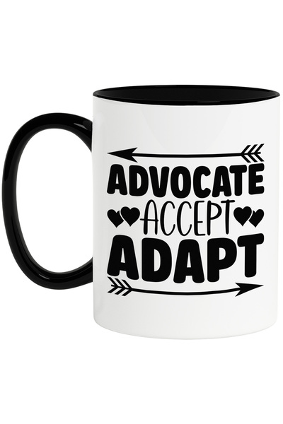 StoryGift Romania Cana cu inimioare si mesajul "Advocate, accept, adapt" - su...