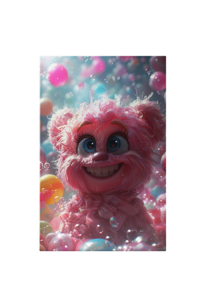 StoryGift Romania Tablou Canvas: Peisajul Bulelor De Săpun Animăluțul Roz Cu Ochi Albaștri Se Bucură De Spectacol