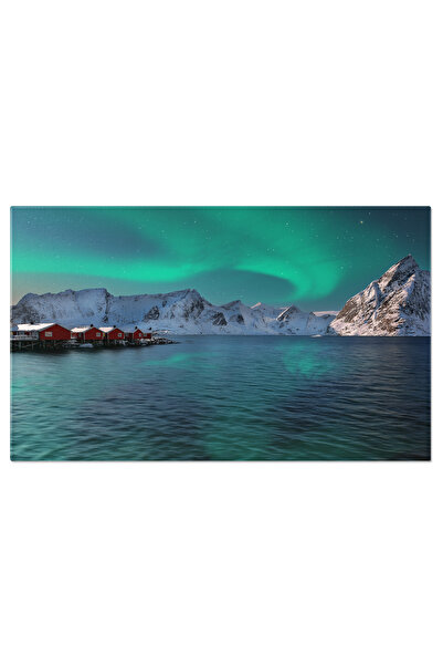 StoryGift Romania Tablou Canvas Case Norvegiene Traditionale Pe Mal, Iarna, N...