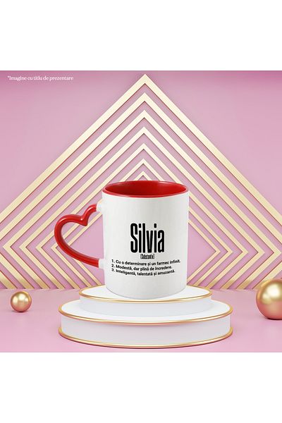 StoryGift Romania Mug With Name Silvia, and Motivational Message, Determination, Modest, Intelligence,, With ,STG