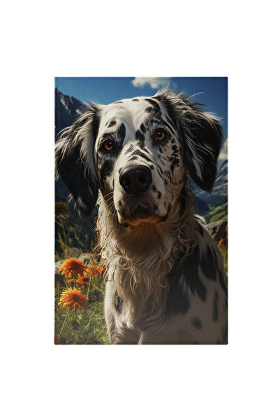 StoryGift Romania Tablou Canvas: Portret Câine Alb Negru Pe Câmp Și Munți În ...