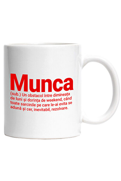 StoryGift Romania Cana cu Mesaj Haios In Limba Romana Substantiv Si definitie Text Munca Obstacol , Cu Maner Alb STG