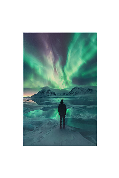 StoryGift Romania Tablou Canvas: Barbat Singuratic Care Se Uita Catre Imbinarea De Culori Ale Cerului La Polul N