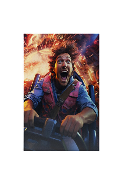 StoryGift Romania Tablou Canvas: Distractia Din Roller Coaster, Barbat Cu Och...