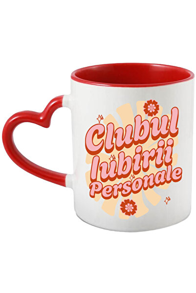 StoryGift Romania Cana Clubul Iubirii Personale self love apreciere , 330ml, Ceramica cu Maner Ini, Cu Maner Inim STG