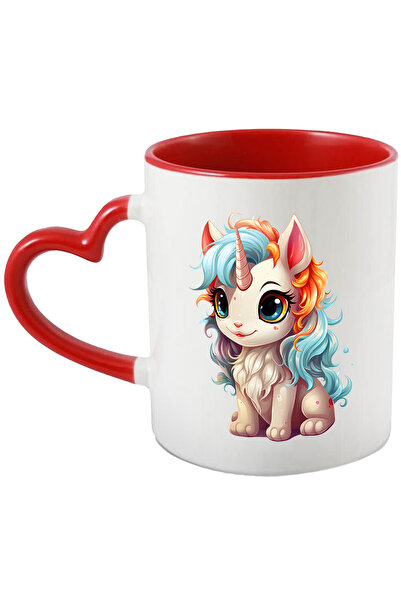 StoryGift Romania Cana cu un unicorn vesel | ilustratie | zambet | fericire | pentru copii | micut, Cu Maner Inim STG