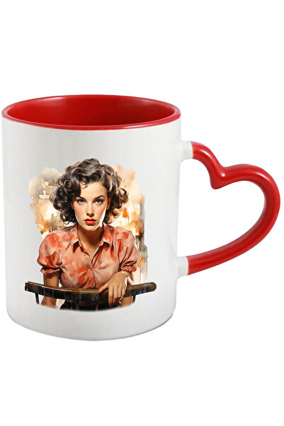 StoryGift Romania Cana Cu Michelle Monaghan, Actrita, Filme, Vedeta, Multicolor 330 ml, Ceramica c, Cu Maner Inim STG