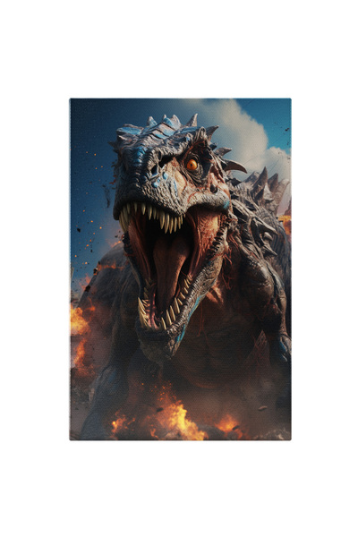 StoryGift Romania Tablou Canvas: Imaginea Unei Godzille Furioase In Flacari - Fotografie Artistica Si Actiune Sc